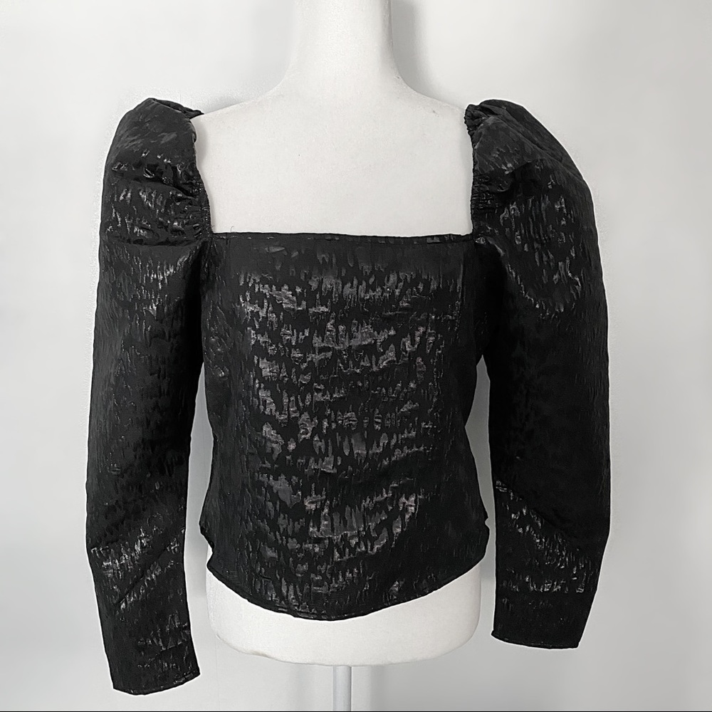 H&M Square Neck Puff Long Sleeve Formal Top - Picture 1 of 9